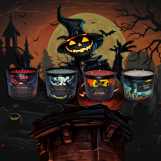 BUNDLE & SAVE - 4 Halloween Themed Scented Candle Collection - 17 oz 3 Wick Soy Candles