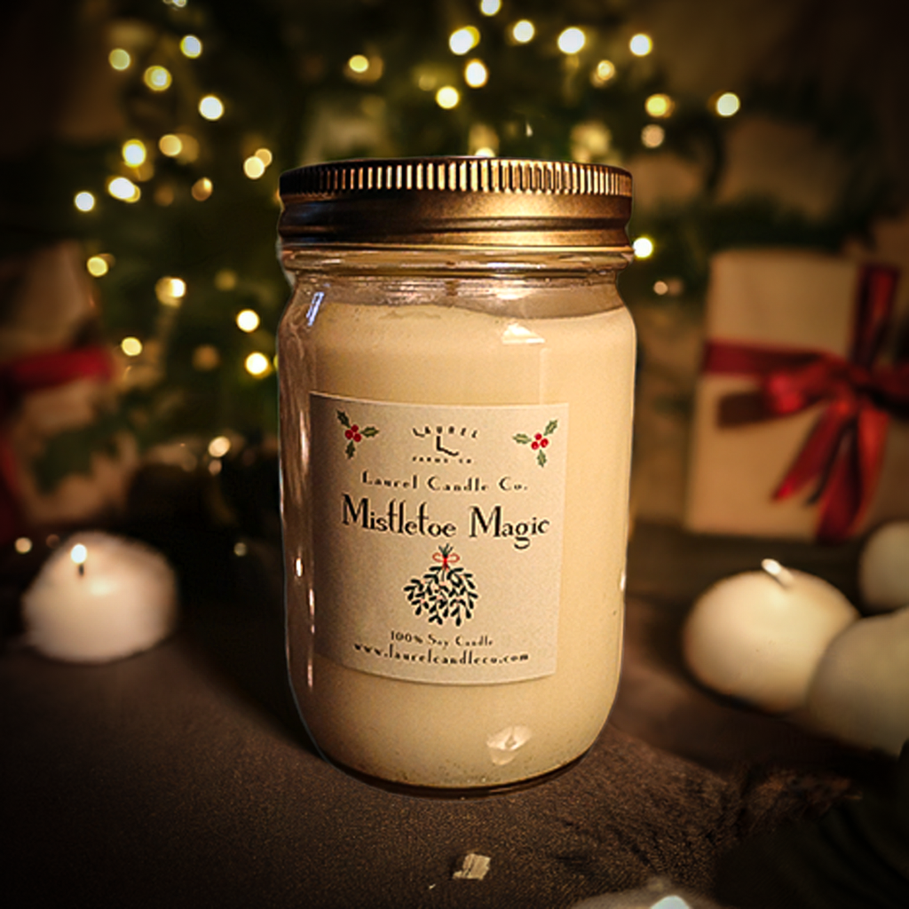 Mistletoe Magic 12 Oz Mason Jar Soy Candle - 100% Pure Soy Wax