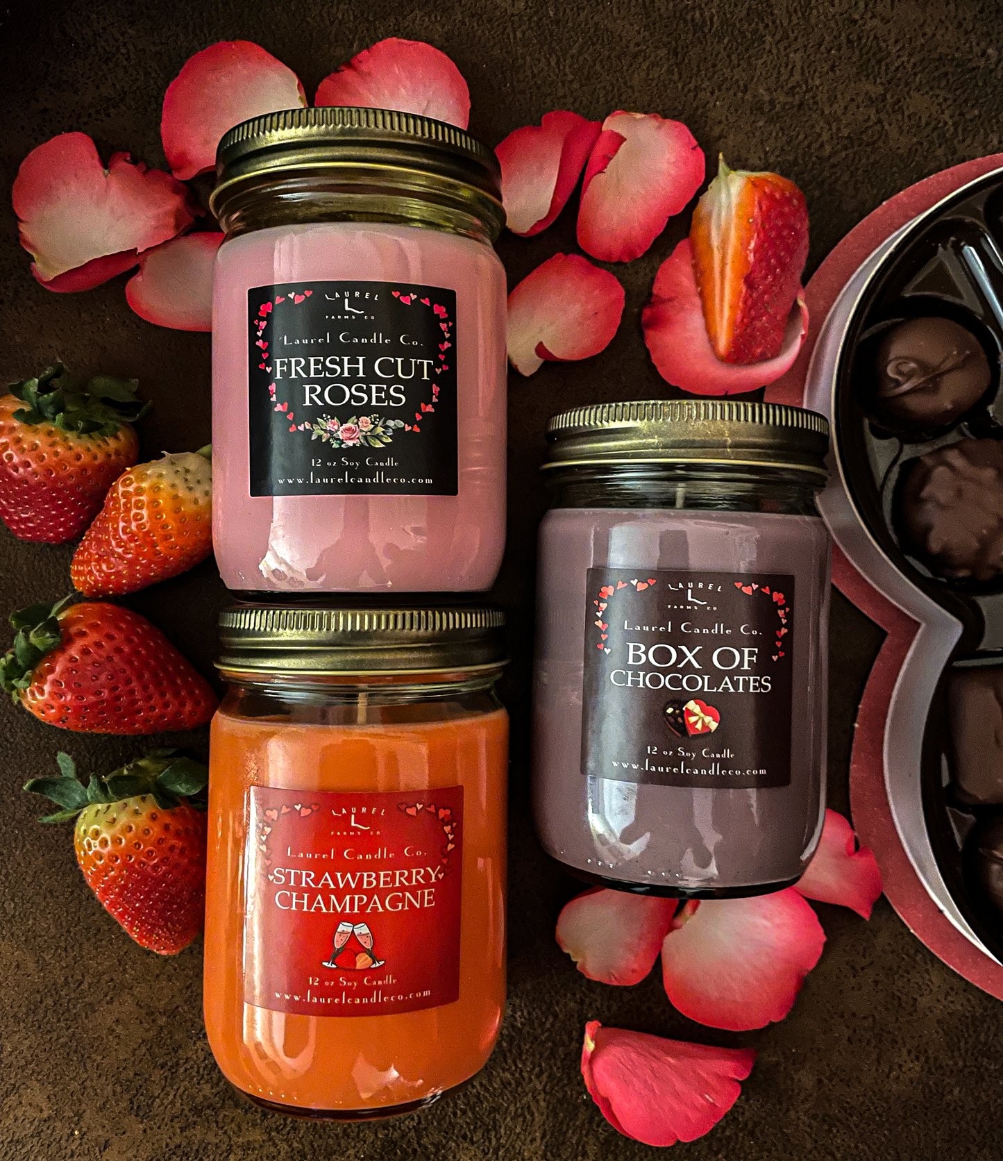 Fresh Cut Roses 12 Oz Mason Jar Soy Candle - 100% Pure Soy Wax - Valentine's Day Collection